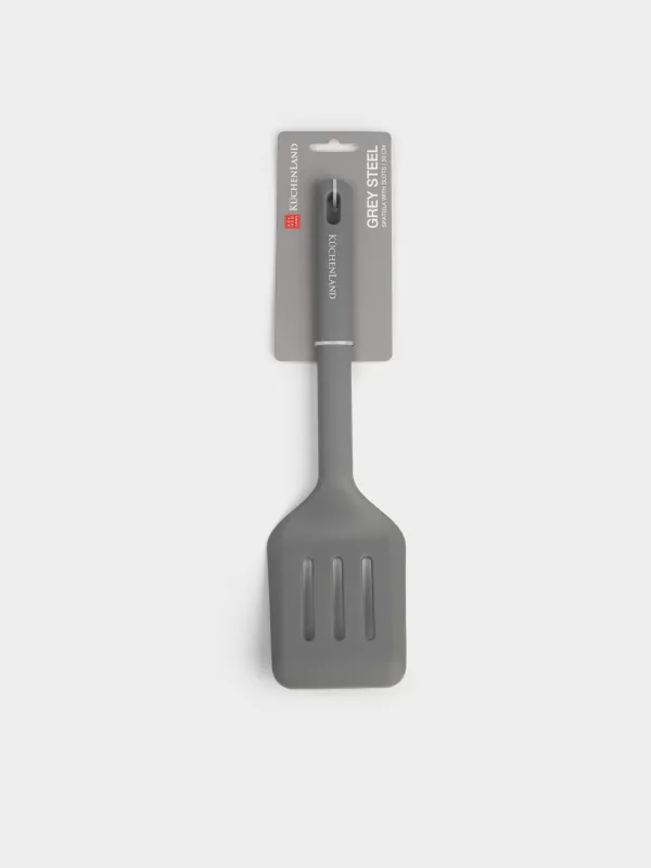 Spatula, 30 cm, slotted, Silicone, Grey, Grey steel, image-5