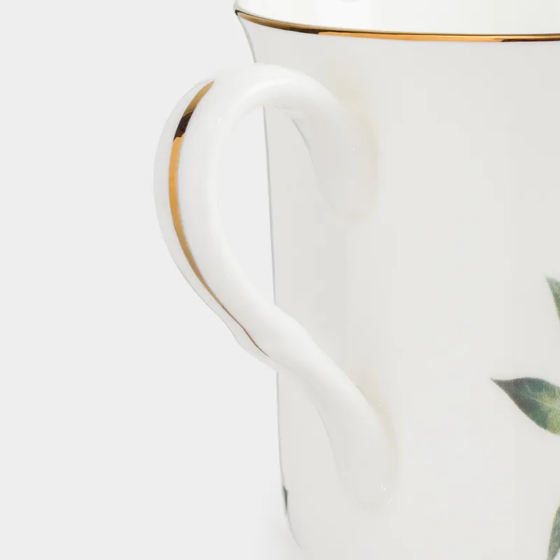 Mug, 330 ml, porcelain F, white, with golden edging, Hellebore, Bloome, image-2