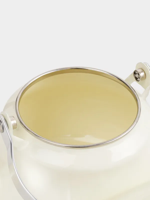 Teapot, 800 ml, enamel steel, milky, Enamel, image-5