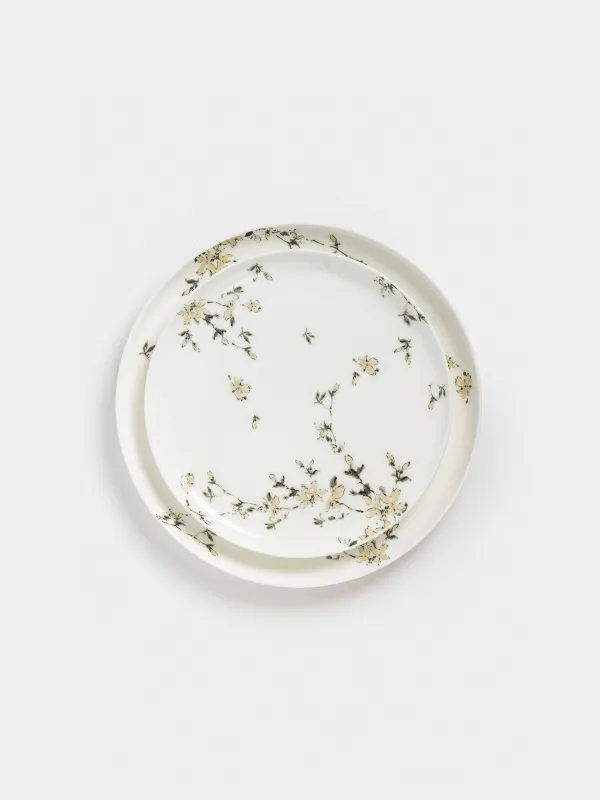 Dining set, 6 persons, 18 items, porcelain F, white, Flowers, Florin, image-1