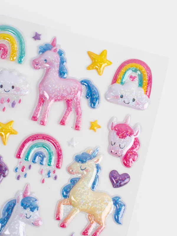 Sticker set, 21x14 cm, 26 pcs, disposable, PVC, Unicorns, Unicorn, image-1