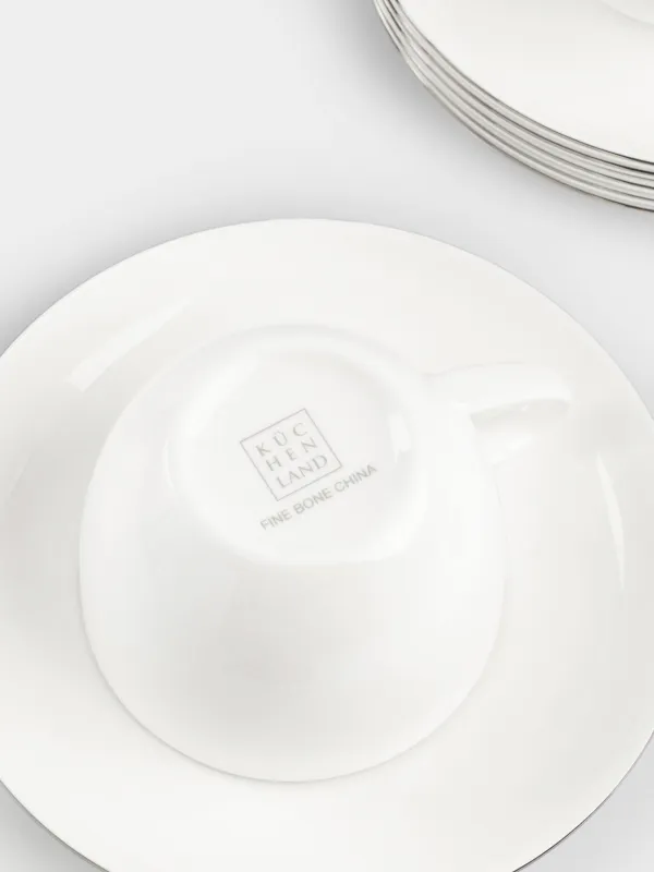 Tea pair, 6 person, 12 items, 250 ml, porcelain F, white, Ideal silver, image-5