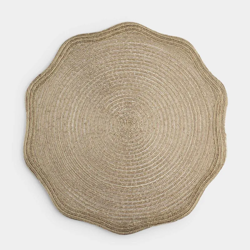 Placemat, 38 cm, polyester, curly, golden, Rotary shine