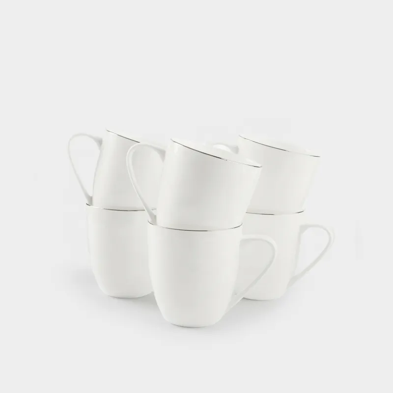 Mug, 450 ml, 6 pcs, porcelain F, white, Ideal silver