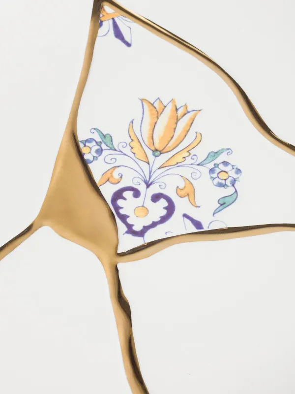 Dinner plate, 27 cm, porcelain N, white and gold, Kintsugi, Kintsugi, image-3