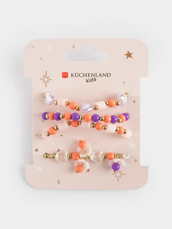 Bracelets set, 6 cm, 4 pcs, children's, pink, Beads, Jewelry kids, image-6