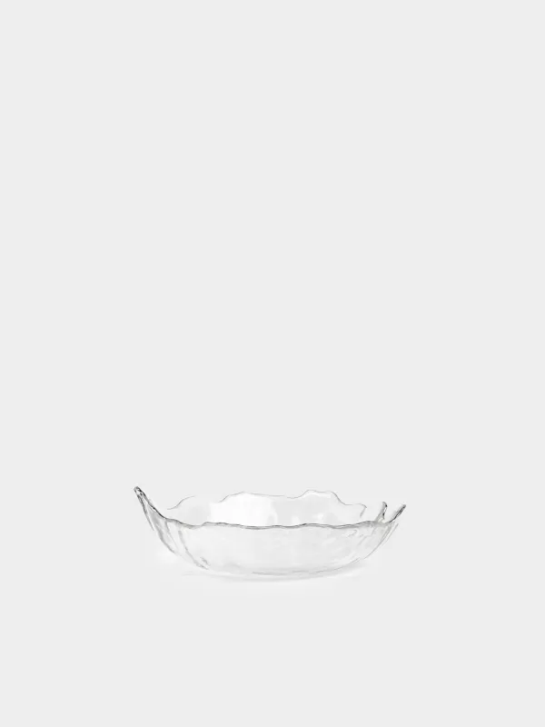 Salad bowl, 19x15cm, ml, glass, with silver edging, Petal, Nautilus silver, image-0