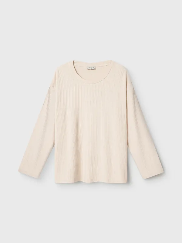 Women's long sleeve, homewear, size S, viscose/spandex, sand, Camaria, image-6