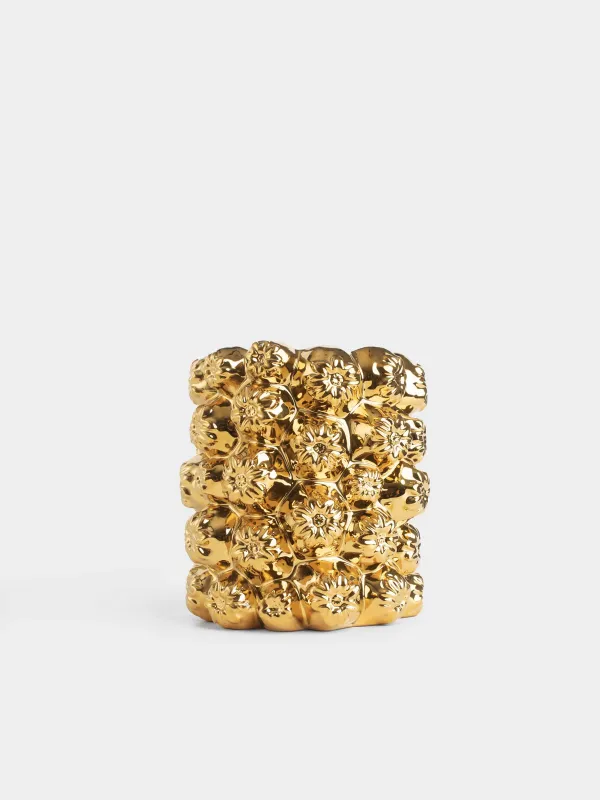 Flower vase, 19 cm, decorative, ceramic, golden, Flowers, Bloome, image-2