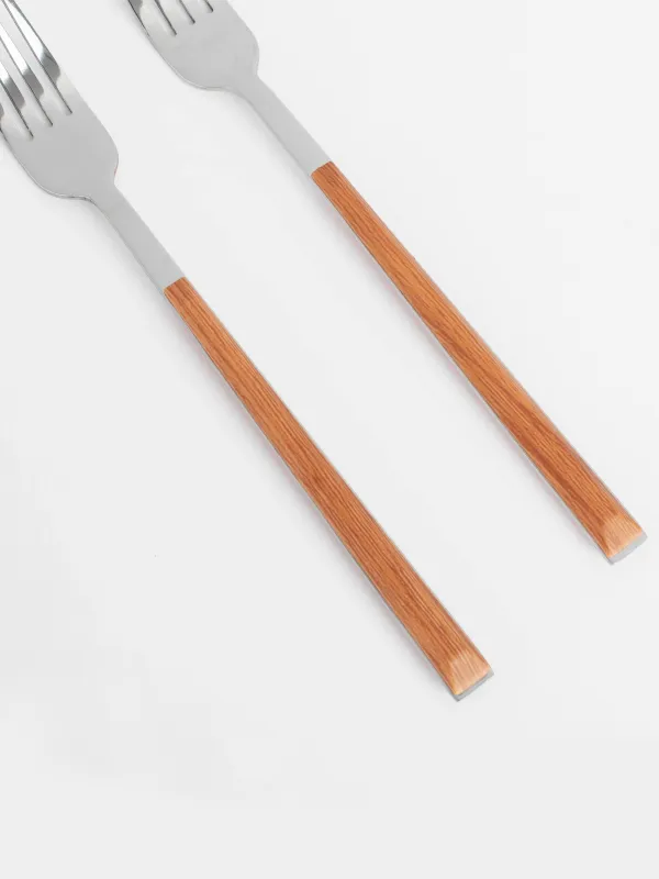 Table fork, 2 pcs, steel/plastic, brown, Prague, image-2
