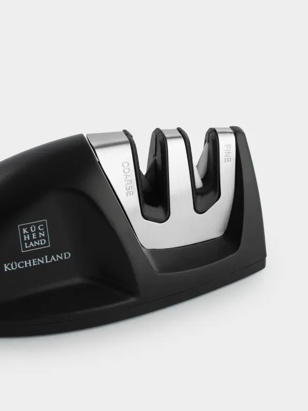 Knife Sharpener, 10 cm, 2-Stage sharpening, black, oval-shaped, Accessories, image-2