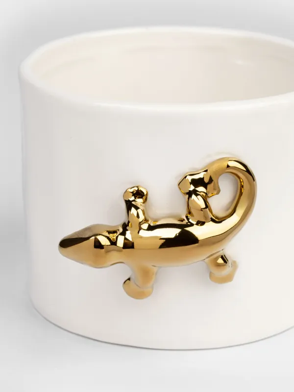 Mug, 550 ml, porcelain P, milky, Golden lizard, Paradise garden, image-2
