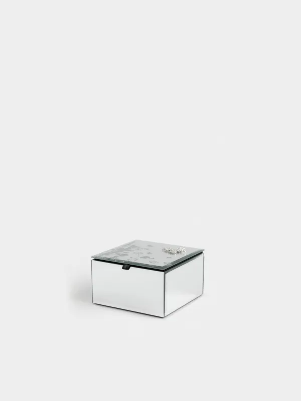Jewelry box, 12x7 cm, glass / metal, Mirror, Butterfly, Glossy, image-0
