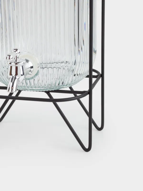 Beverage dispenser, 4 L, on stand, glass R / metal, black, Ribby, image-2