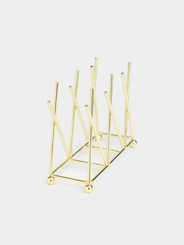 Napkin holder, 14 cm, metal, golden, Twist gold, image-3