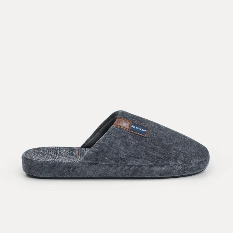 Men's slippers, home, p. 42-43, polyester, gray, Serious, image-1