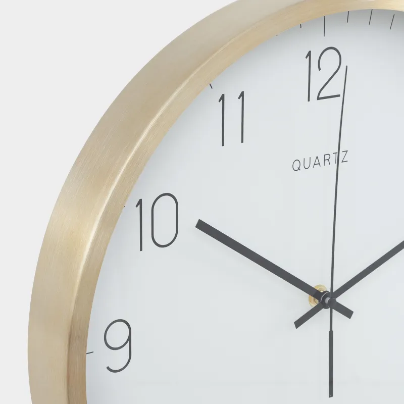 Wall clock, 35 cm, with display, metal / glass, round, golden white, Dial, image-5