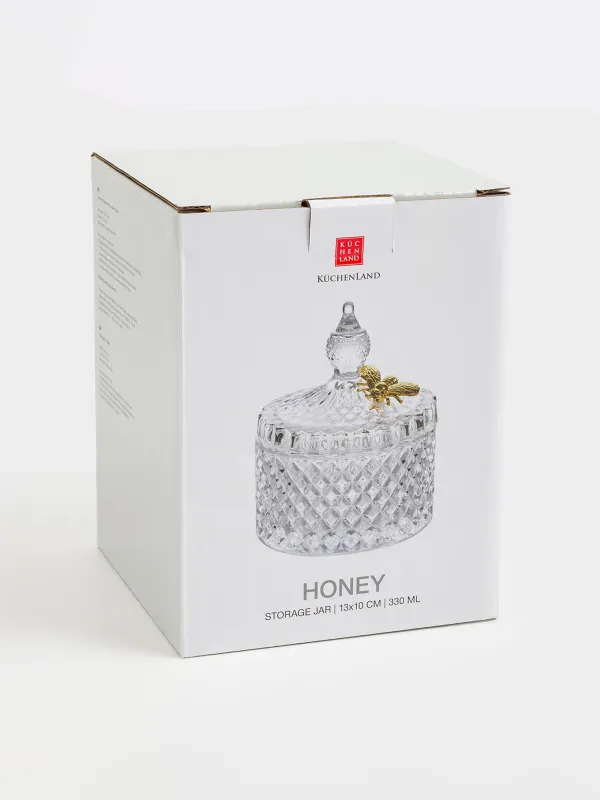 Storage container, 13x11 cm, 320 ml, steclo R / metal, Bee, Honey, image-6
