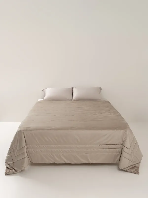Bedspread, 220x240 cm, quilted, velvet/microfiber, beige, Frame, Stitch velvet, image-1