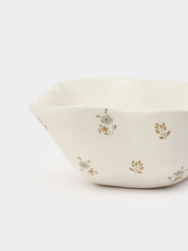 Salad bowl, 15x6 cm, 330 ml, ceramic, milky, Vintage flowers, La flore, image-3