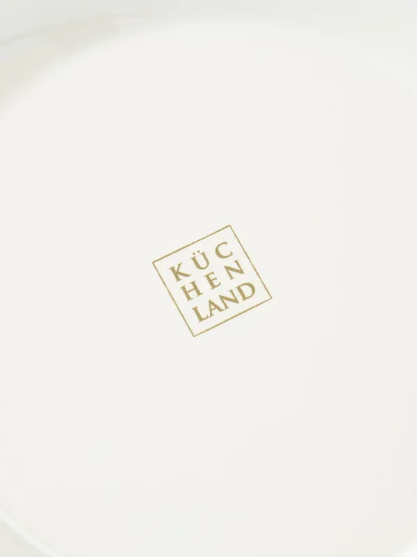 Bowl, 1,6 l, enameled metal, milky, with golden edging, House, Enamel, image-4