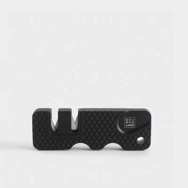 Knife sharpener, 9 cm, two stages of sharpening, black, Extra-light black