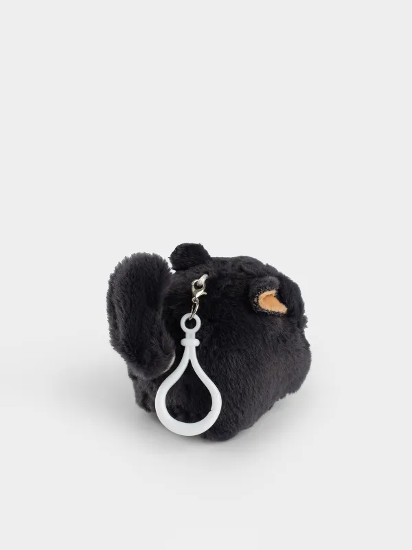 Keychain, 8 cm, Soft, wind-up, polyester / plastic, grey, Dog with bone, Dog, image-3