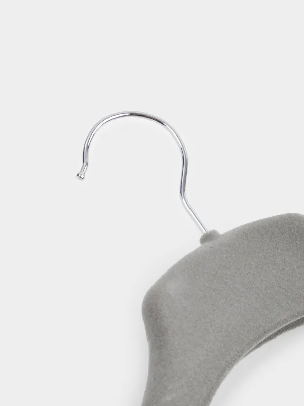 Coat hanger, 46 cm, for jackets and outerwear, flock, grey, Household, image-2