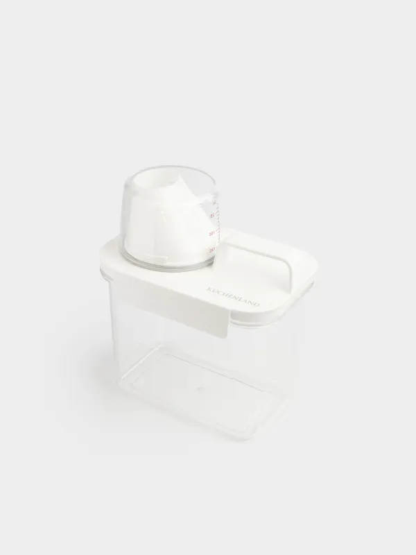 Washing powder container, 1,1 l, with measuring cup, plastic, white, Compact, image-3