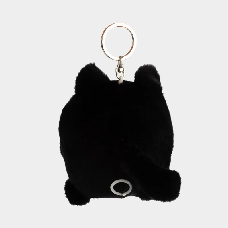 Keychain, 10 cm, Soft, Wind-up, polyester / Metal, Black, Cat, Cat night, image-3