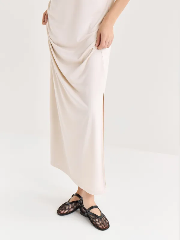 Women's dress, homewear, maxi, size S, viscose / polyester, graphite, Callisto, image-2