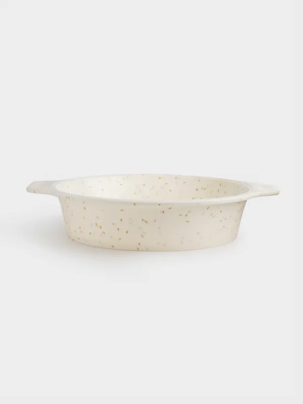 Baking dish, 25 cm, silicone / steel, round, milk, speckled, Bakery speckled, image-0