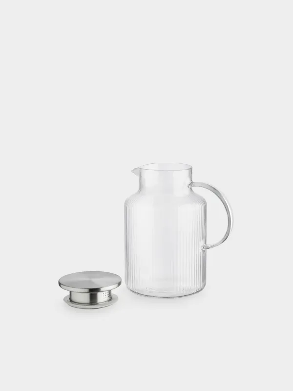 Jug, 1,7 l, with filter cap, used glass / steel, Ribby, image-2