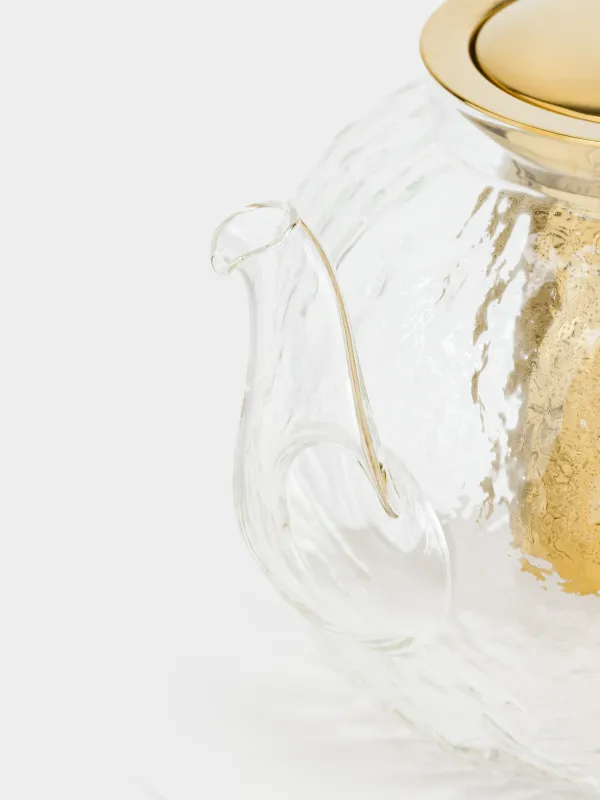 Teapot, 1,4 l, glass B/steel glass, golden, Glacial gold, image-3