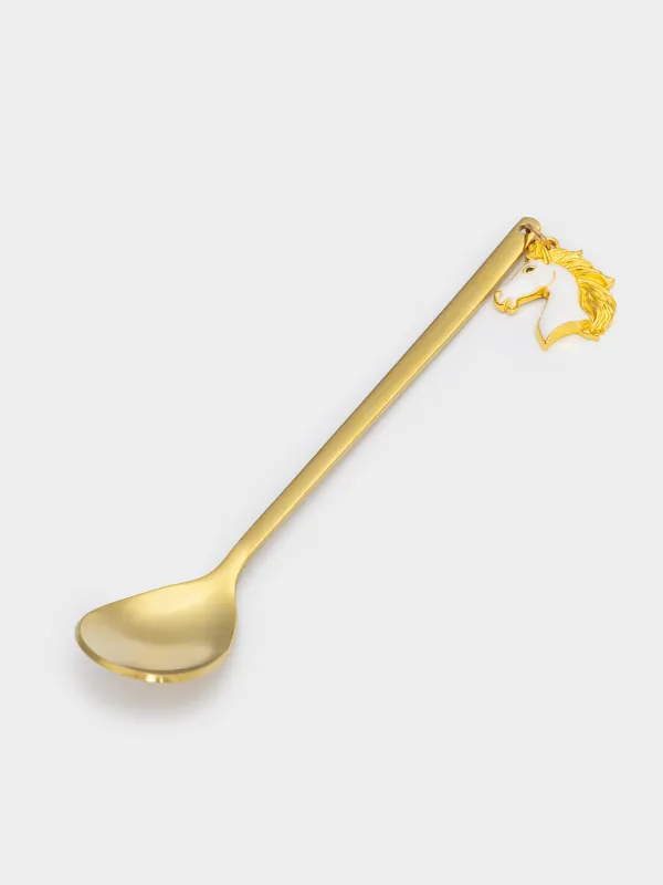 Dessert spoon, 14 cm, 2 pcs, steel, golden, Horse, Horse gold, image-2