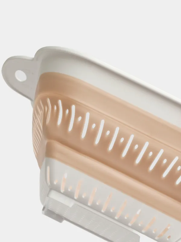Colander, 22x22 cm, foldable, plastic / rubber, square, beige, Foldaway, image-3
