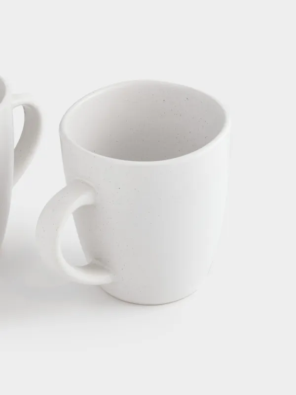 Mug, 470 ml, 2 pcs, ceramic, milky, speckled, Uneven edge, Demicile light, image-2