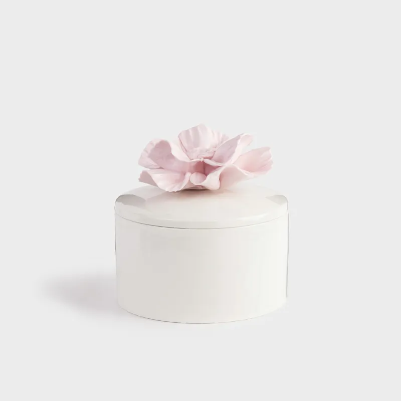 Jewelry box, 11x9 cm, ceramic, milky, Flower, Rose