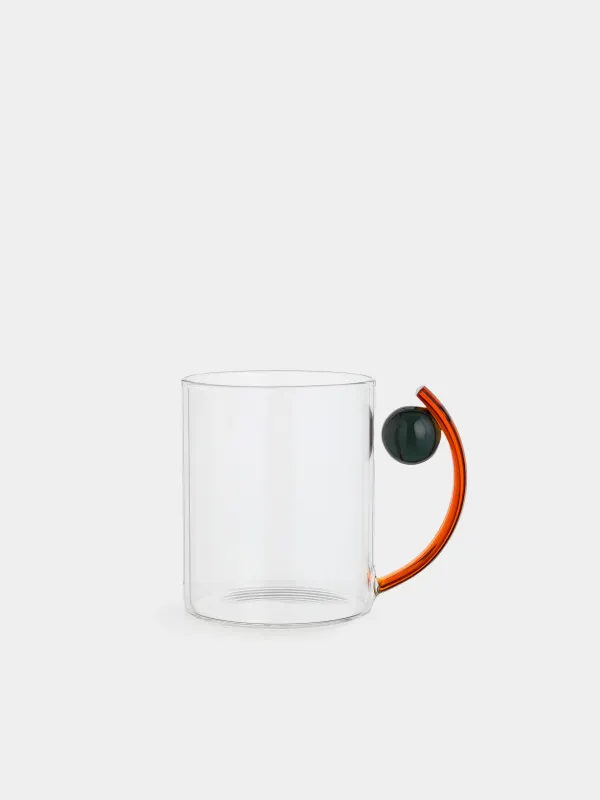 Mug, 380 ml, glass B, handle color, Ball, Benty-color, image-0