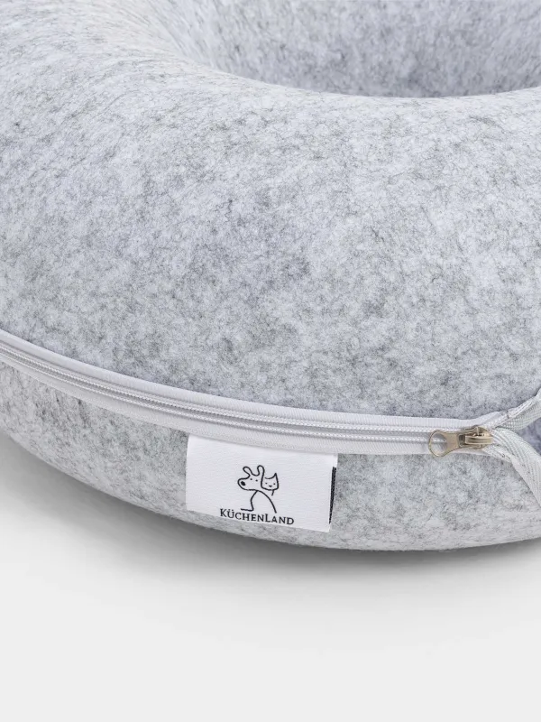 Bed-house for cats, 50x50x20 cm, felt, round, gray, Favorite pet, image-2