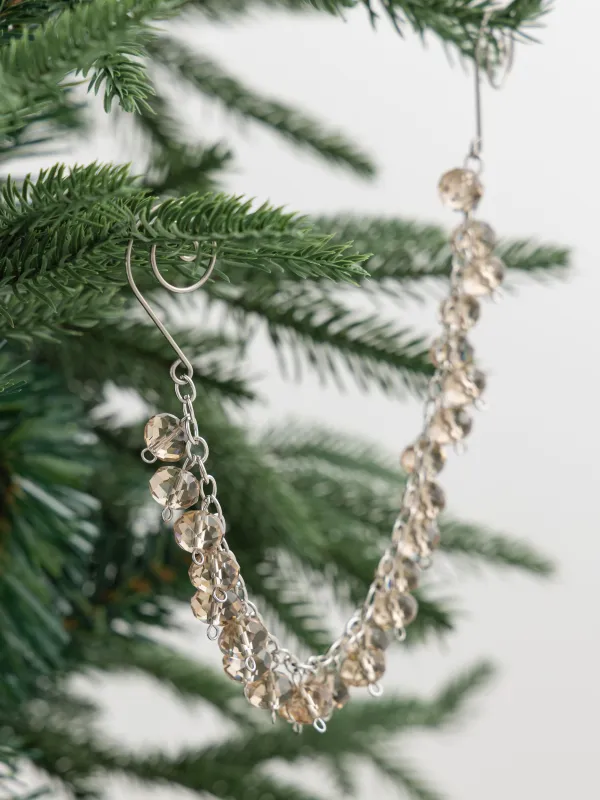 Christmas tree toy, 30 cm, glass / metal, Amber, Chain, Ice crystal, image-6