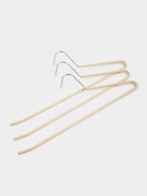 Hanger for trousers/skirts, 36 cm, 3 pcs, metal coated, beige, Colorful house, image-1