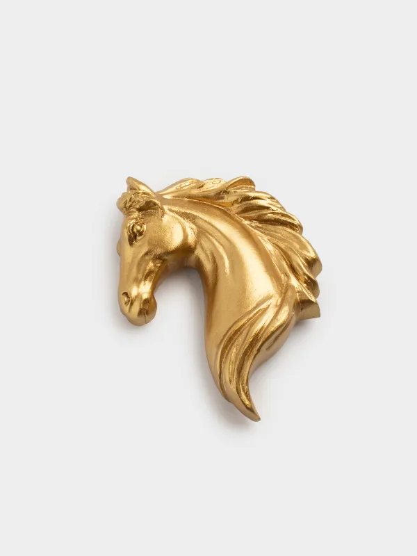 Magnet, 7 cm, polyresin, golden, Horse head, Horse gold, image-1