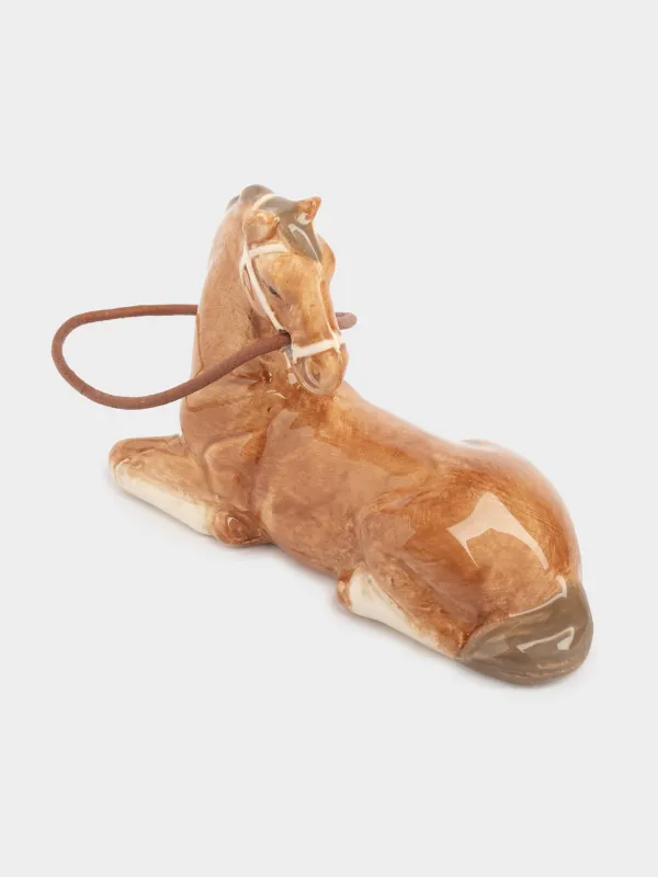 Statuette, 6 cm, ceramic / artificial leather, brown, Horse, Natural horse, image-1