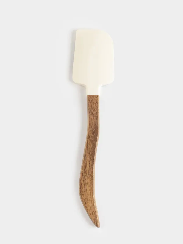 Spatula, 22 cm, silicone/wood, milky, Christmas tree, Christmas traditions, image-2