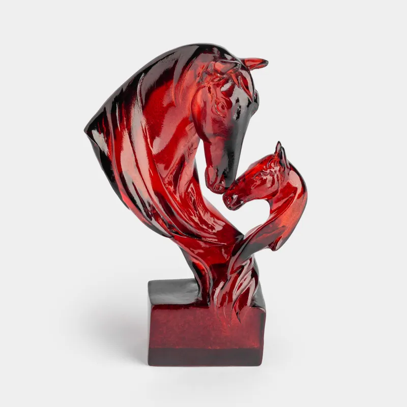 Statuette, 15 cm, polyresin, burgundy, Horse head, Horse color