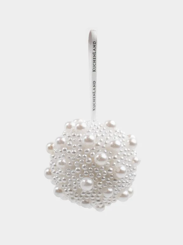 Christmas tree toy, 8 cm, foam/plastic, champagne, Ball in beads, Ball sparkle, image-2