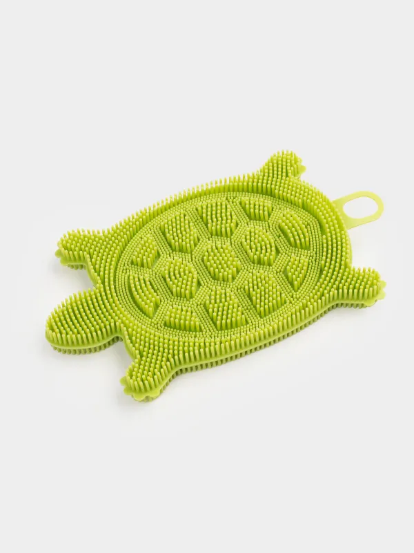 Dish washing sponge, 13 cm, Silicone, Green, Turtle, Manny, image-2