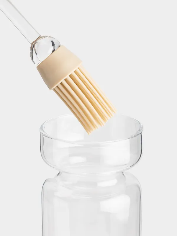 Oil container, 270 ml, with brush, Glass / Silicone, Beige, Soft Kitchen, image-2