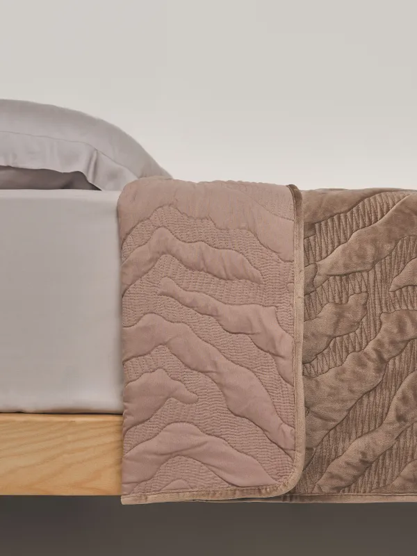 Bedspread, 220x240 cm, quilted, velvet/microfiber, brown, Stitch velvet, image-2